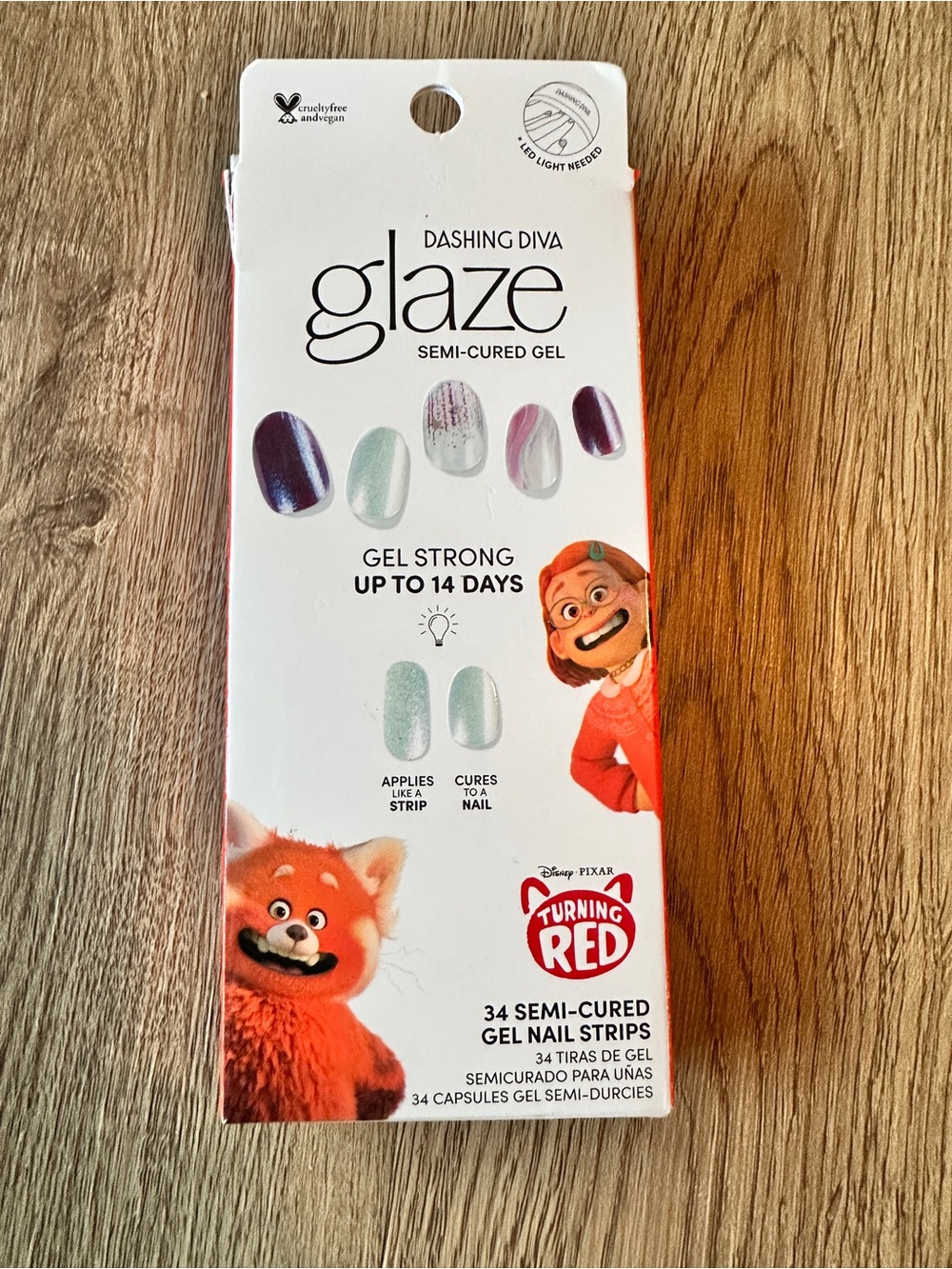 Dashing Diva Glaze Semi-cured Gel Disney Pixar Turning Red Strips Cures To Nail